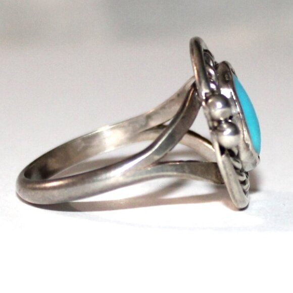 Vintage Sterling Silver South Western Faux Turquoise Ring - Picture 4 of 6